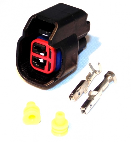 EV6 Denso Injector Connector, 2 way, Female, Kit w. terminals and seals