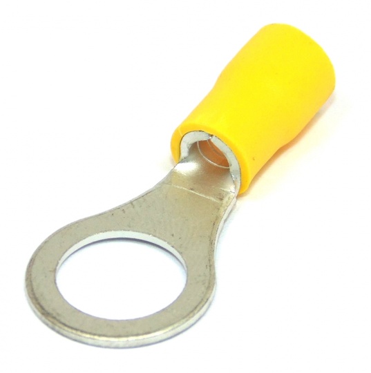 Yellow Insulated Ring Terminal Crimp 10.5mm 12-10awg