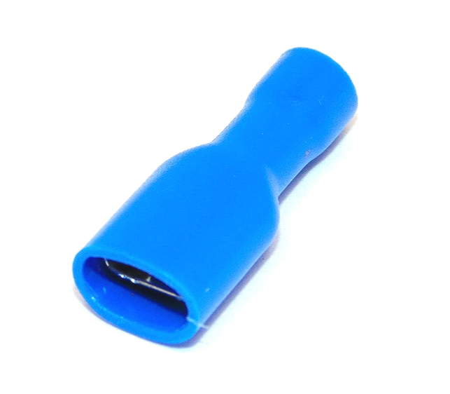 Insulated 6.3mm Blade Terminal, Spade, Female, Blue, 16-14awg