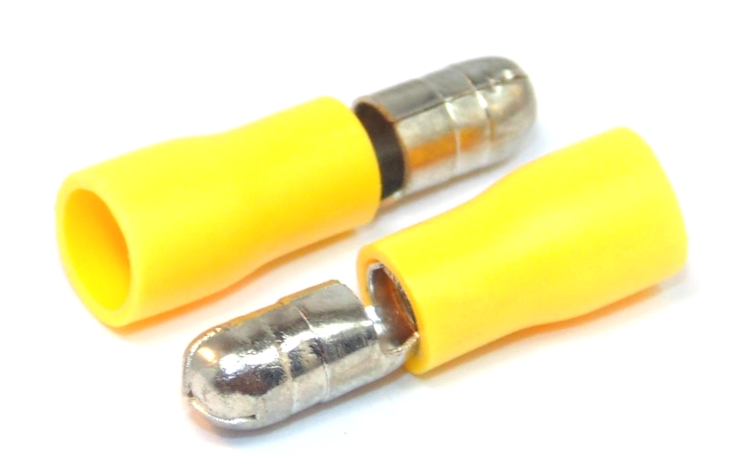 YELLOW FEMALE BULLET CONNECTORS TERMINALS 5mm FOR 3mm²-6mm² CABLE 50 PACK