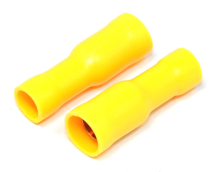 YELLOW FEMALE BULLET 5mm PUSH ON CONNECTORS ELECTRICAL TERMINAL AUTO YFB50VR