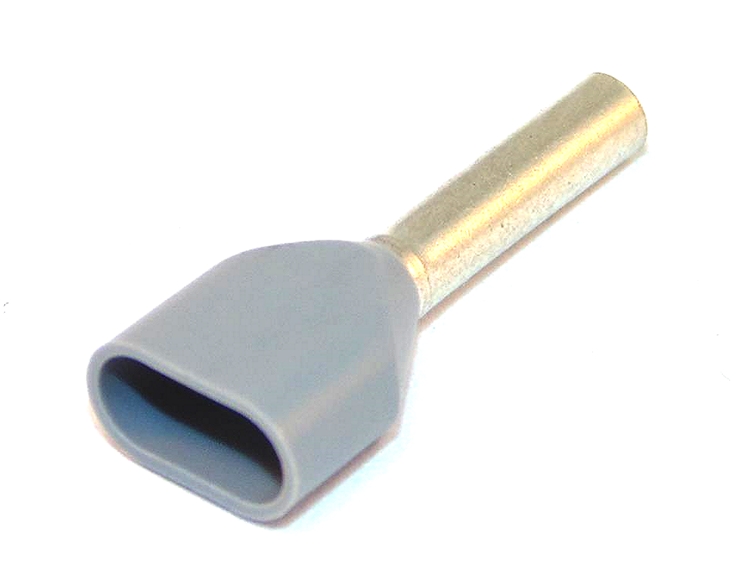 JST Insulated Bootlace Ferrule 8mm Pin Length 2x 0.75mm² Grey