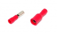 Insulated Bullet Connector, Male and Female Pair, Red